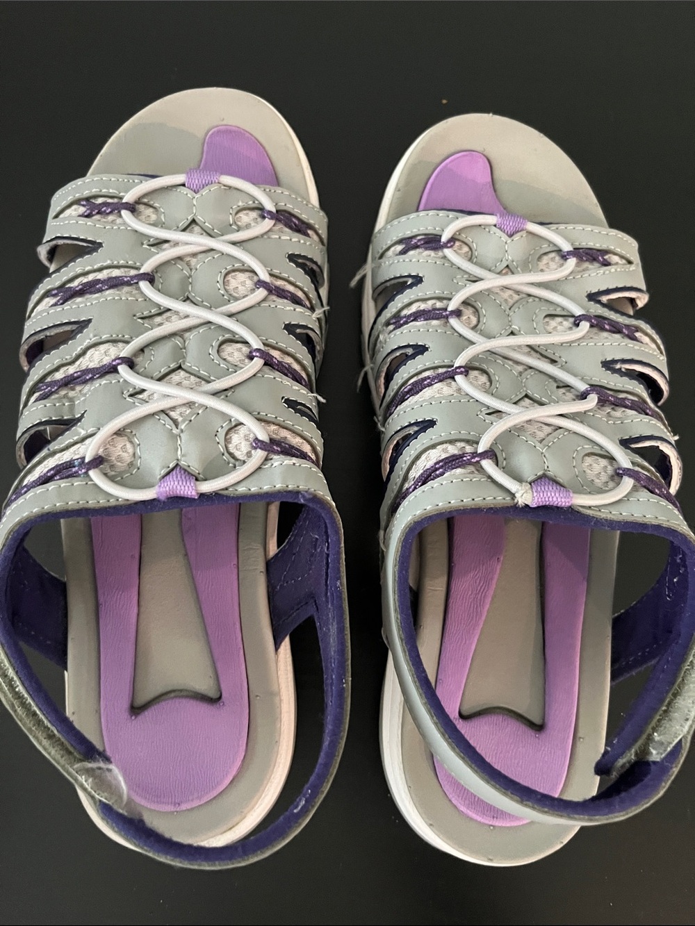 Ryka Gray and Purple Women's Comfort Sandals
